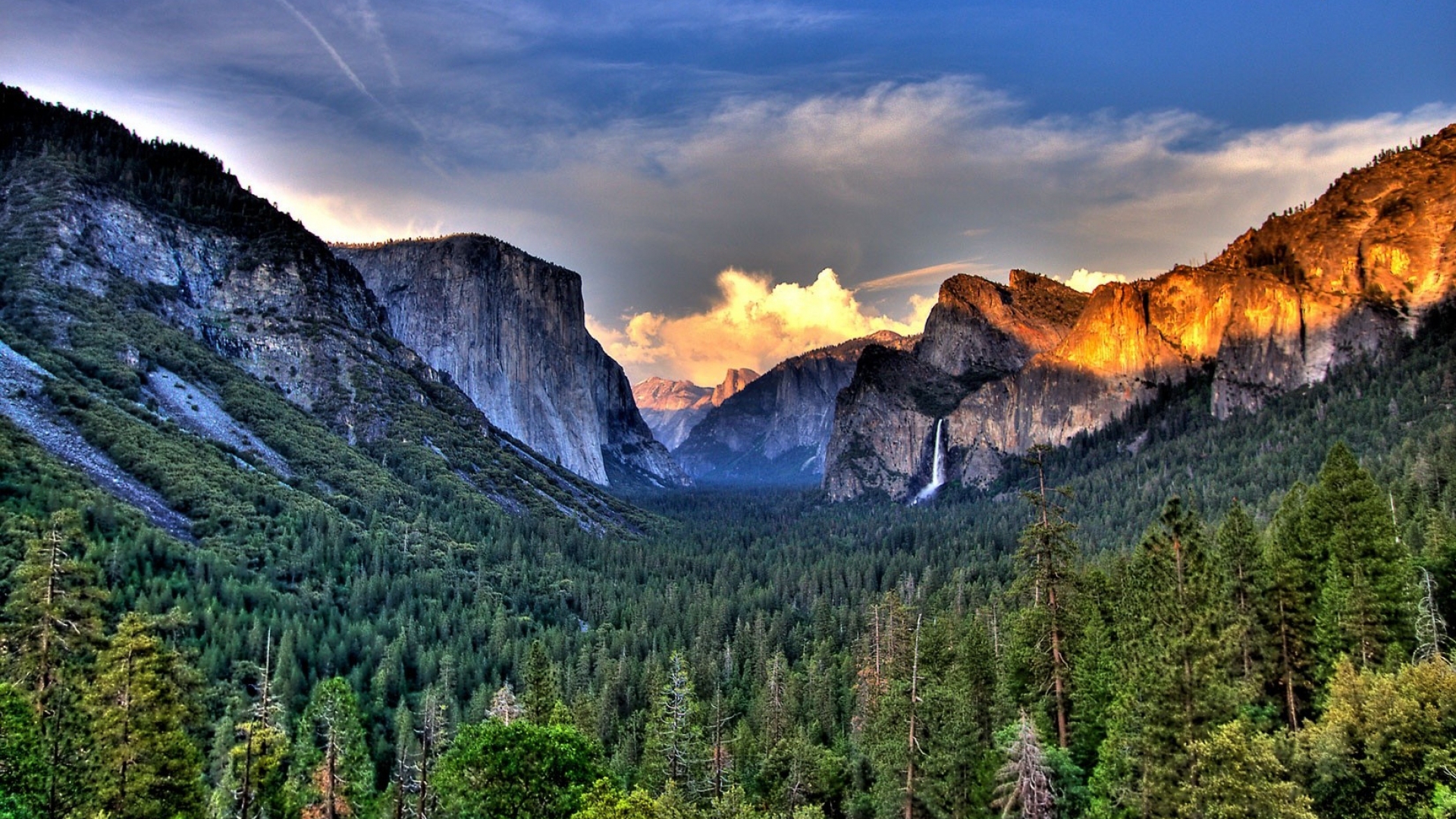 Yosemite Beautiful Nature Sunset Waterfall Green Wallpaper