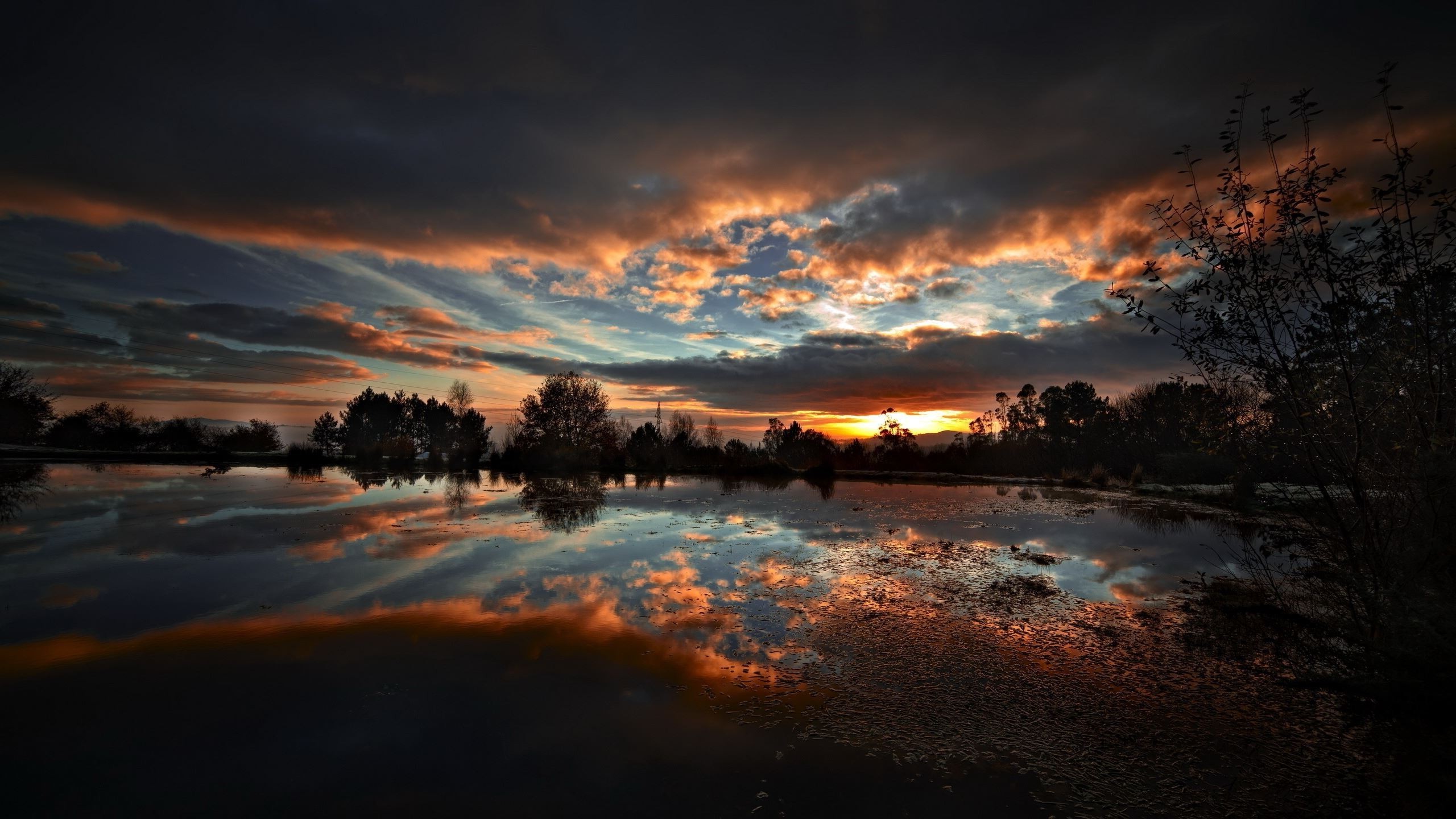 Nature Sunset Landscape Sunlight Reflection Wallpaper HD