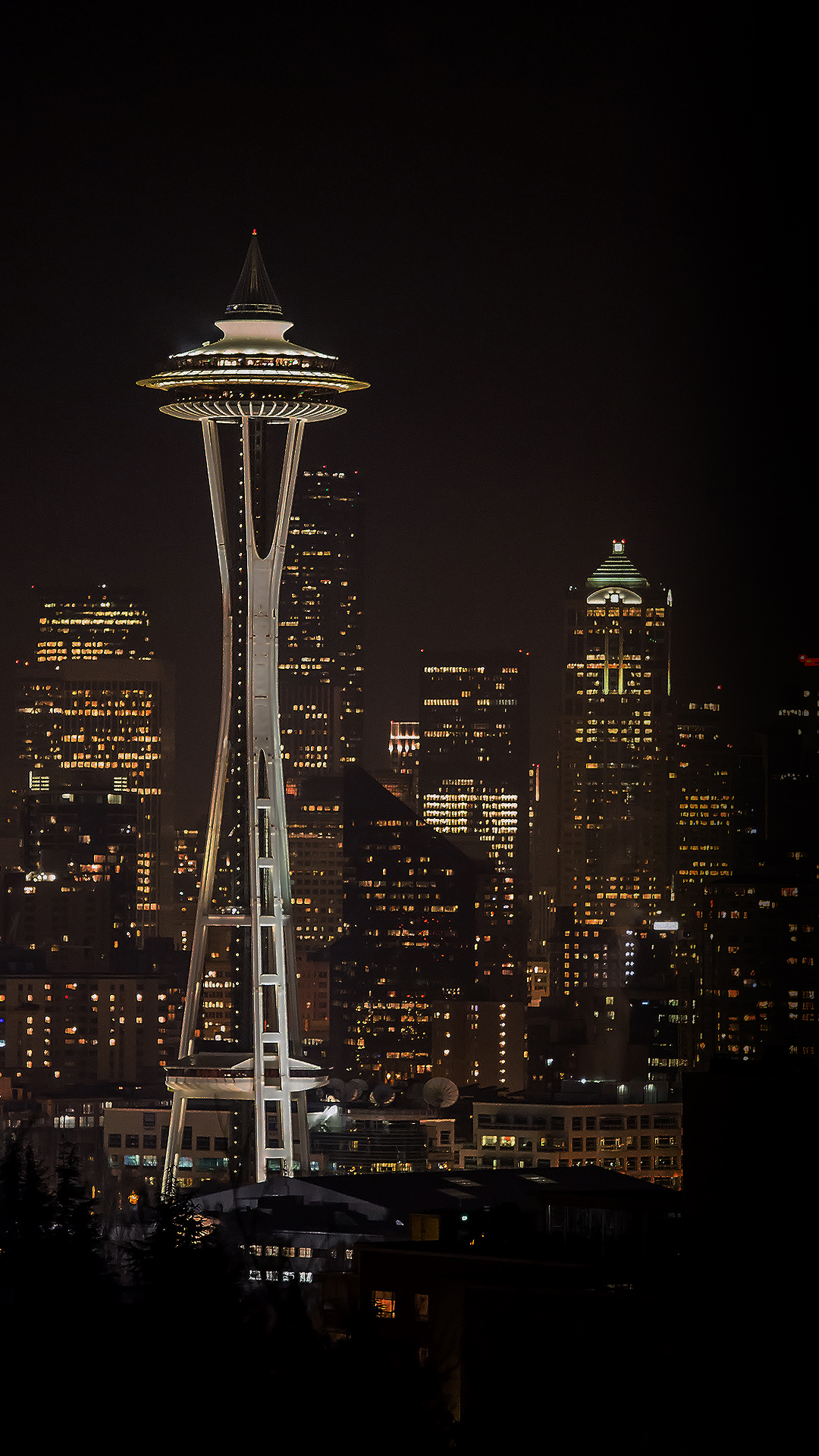 Seattle Night Light City Skyline Android Wallpaper HD