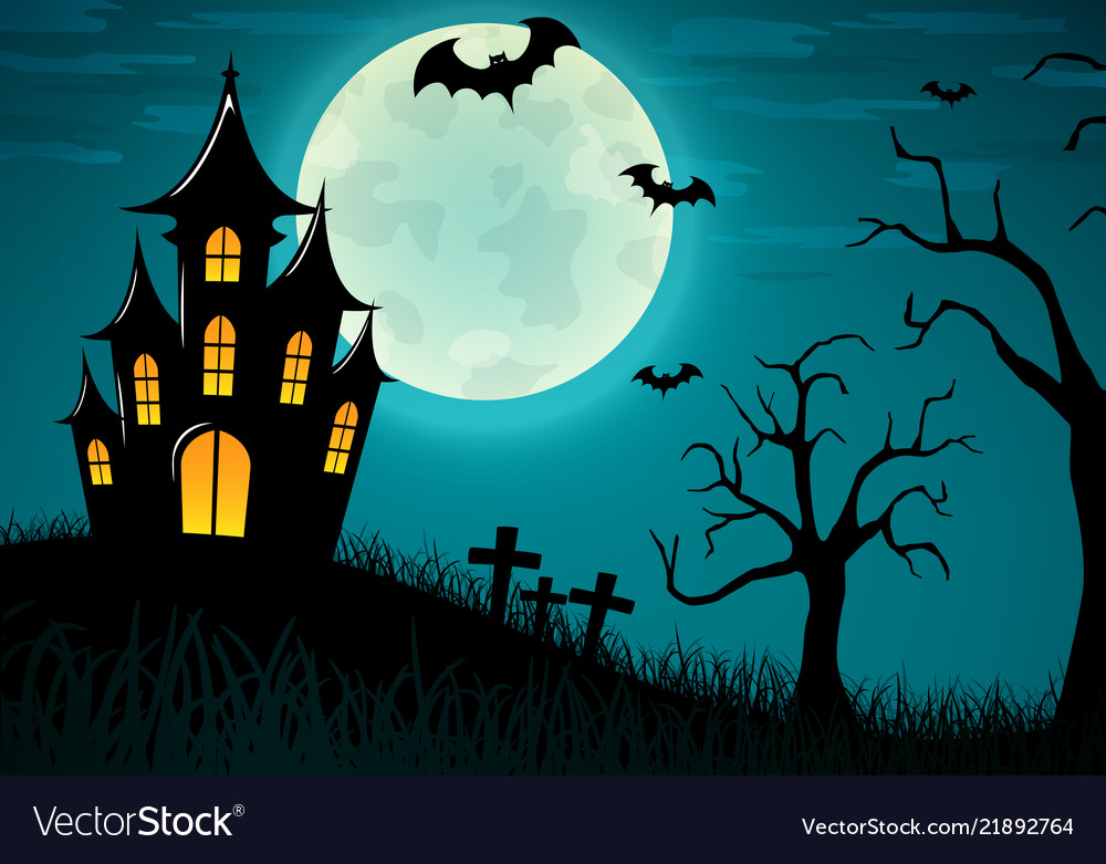 Halloween Castle Background Design Royalty Vector Image