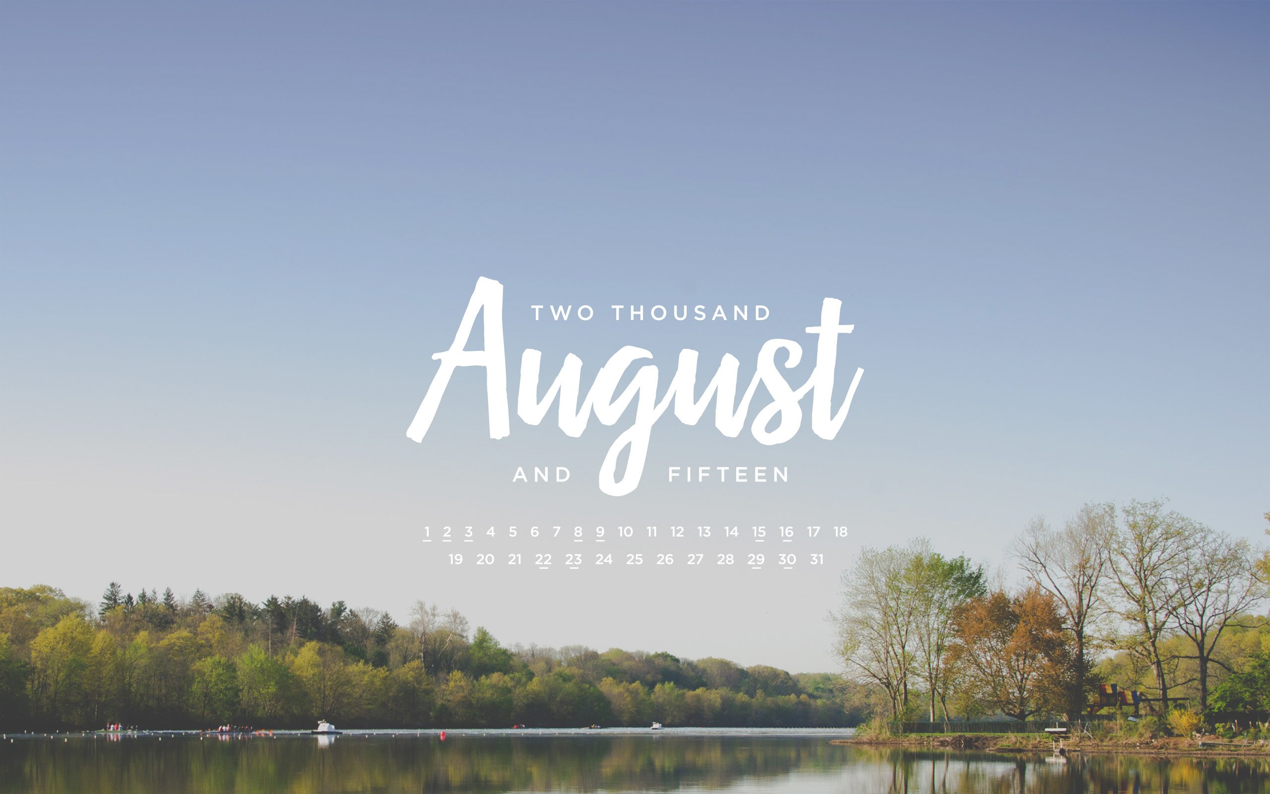 August 2015 Desktop Calendar Wallpaper Paper Leaf 2560x1600