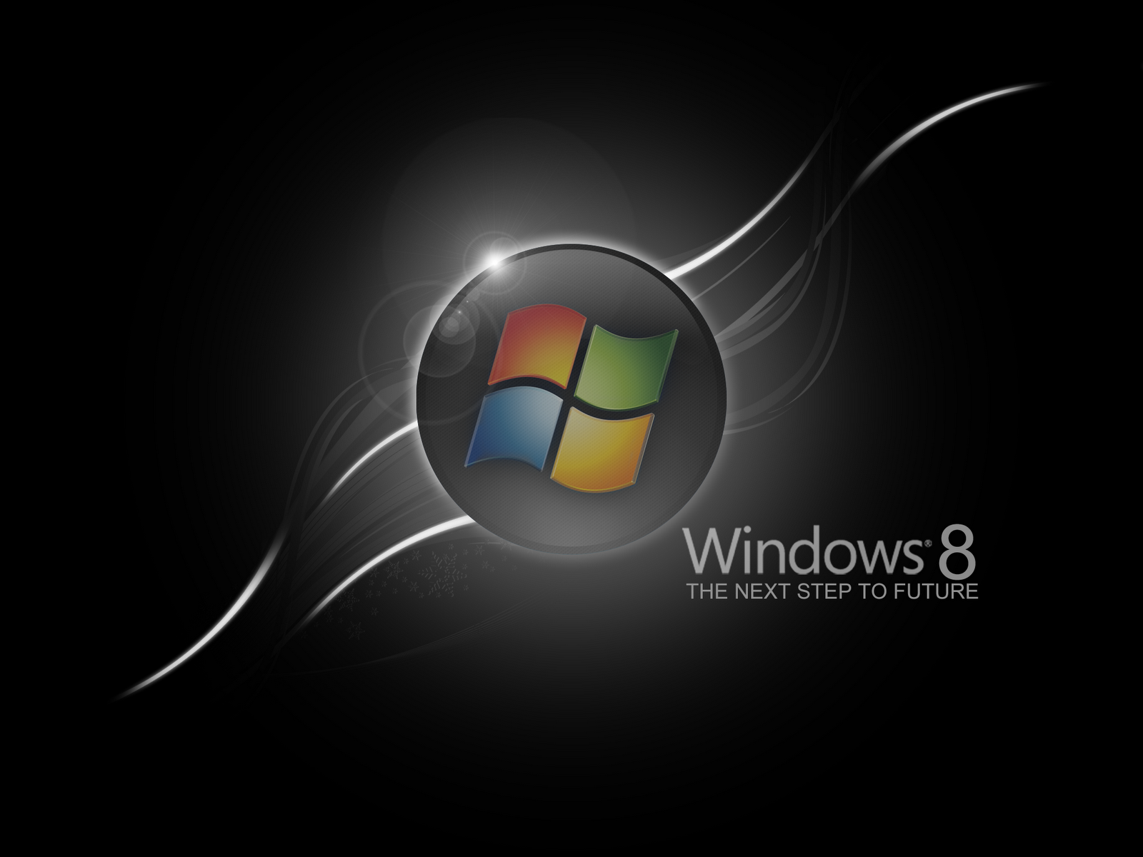Windows 8 Logo on a Dark Background with Light Streaks