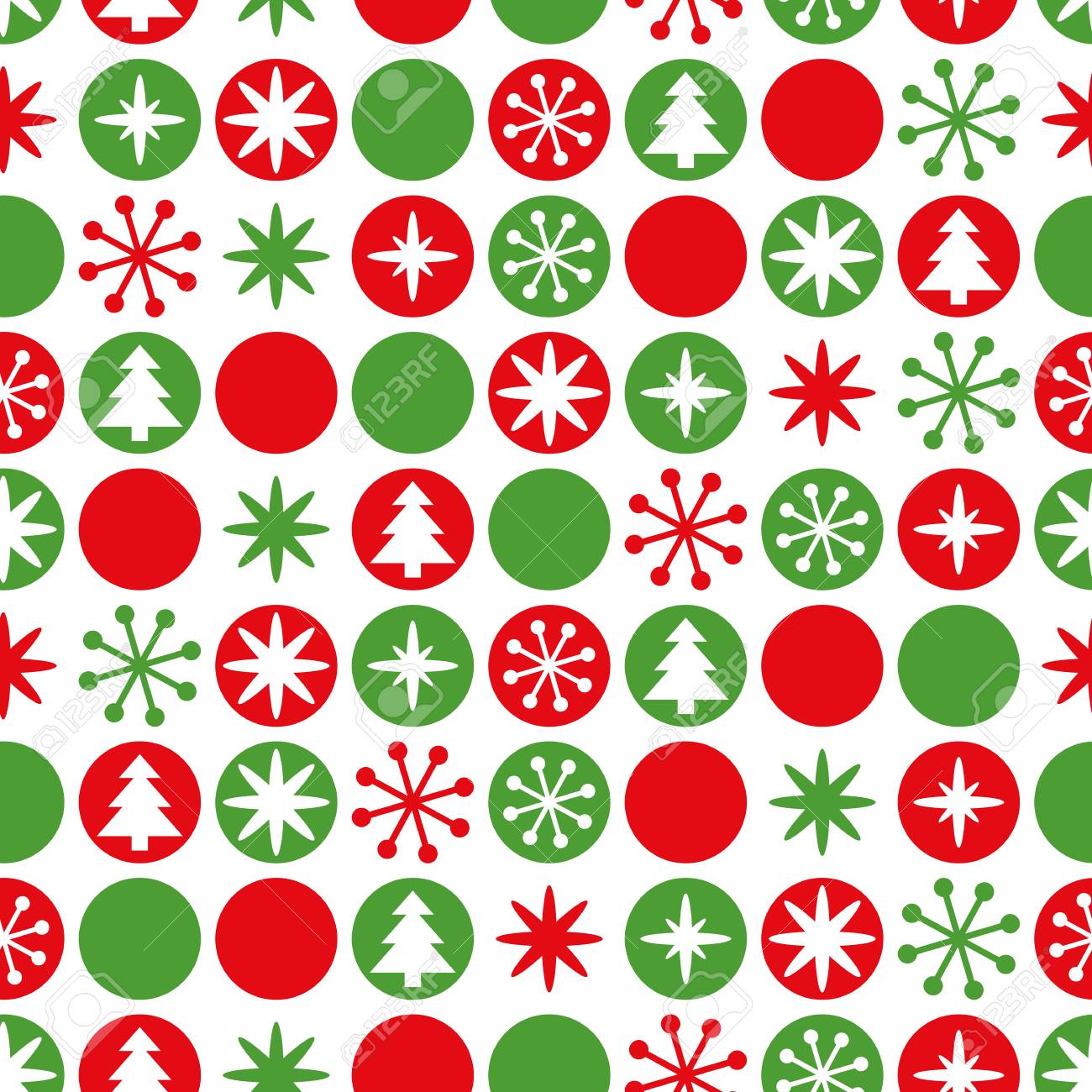 Simple Geometric Seamless Christmas Pattern Traditional Green
