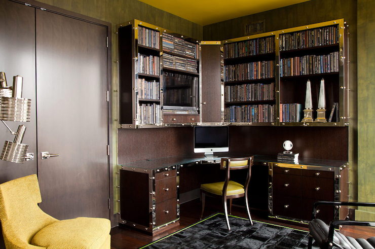 Incredible Mid Century Modern Office With Faux Bois Walls And Custom