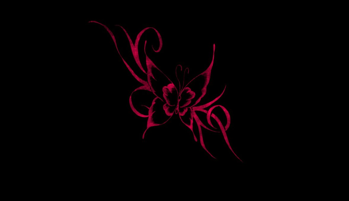 Pink Butterfly on Black Background by Missliss40 on