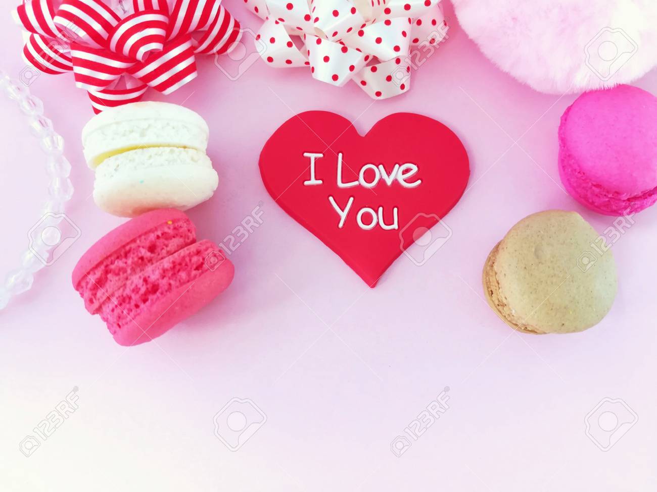 Decoration Beautiful Wallpaper With Delicious Macaron Red Heart