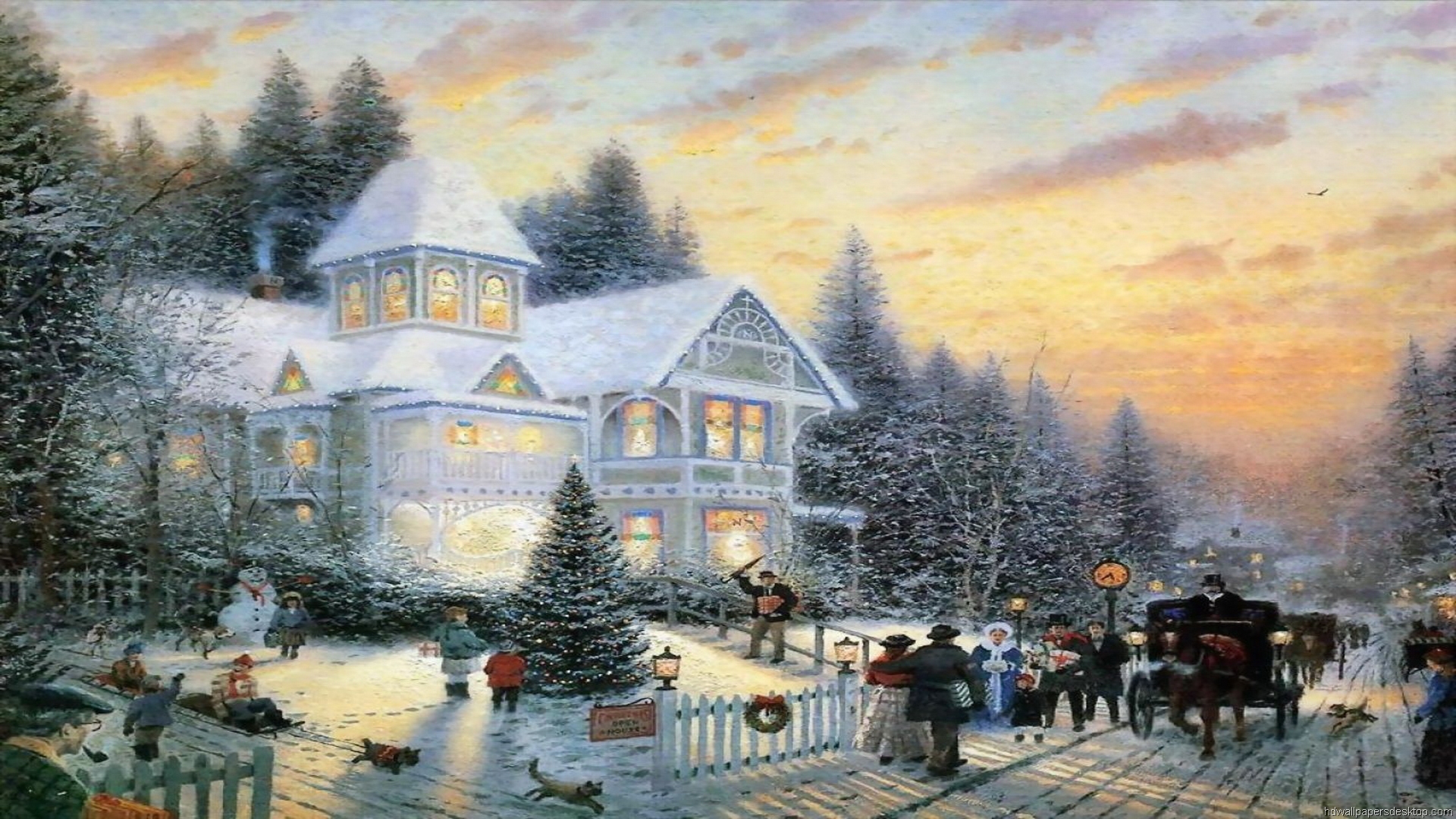 Картина старый новый. Thomas Kinkade Рождественские домики. Картины Томаса Кинкейда зима. Зимняя сказка Томаса Кинкейда. Новогодние картины Томаса Кинкейда.