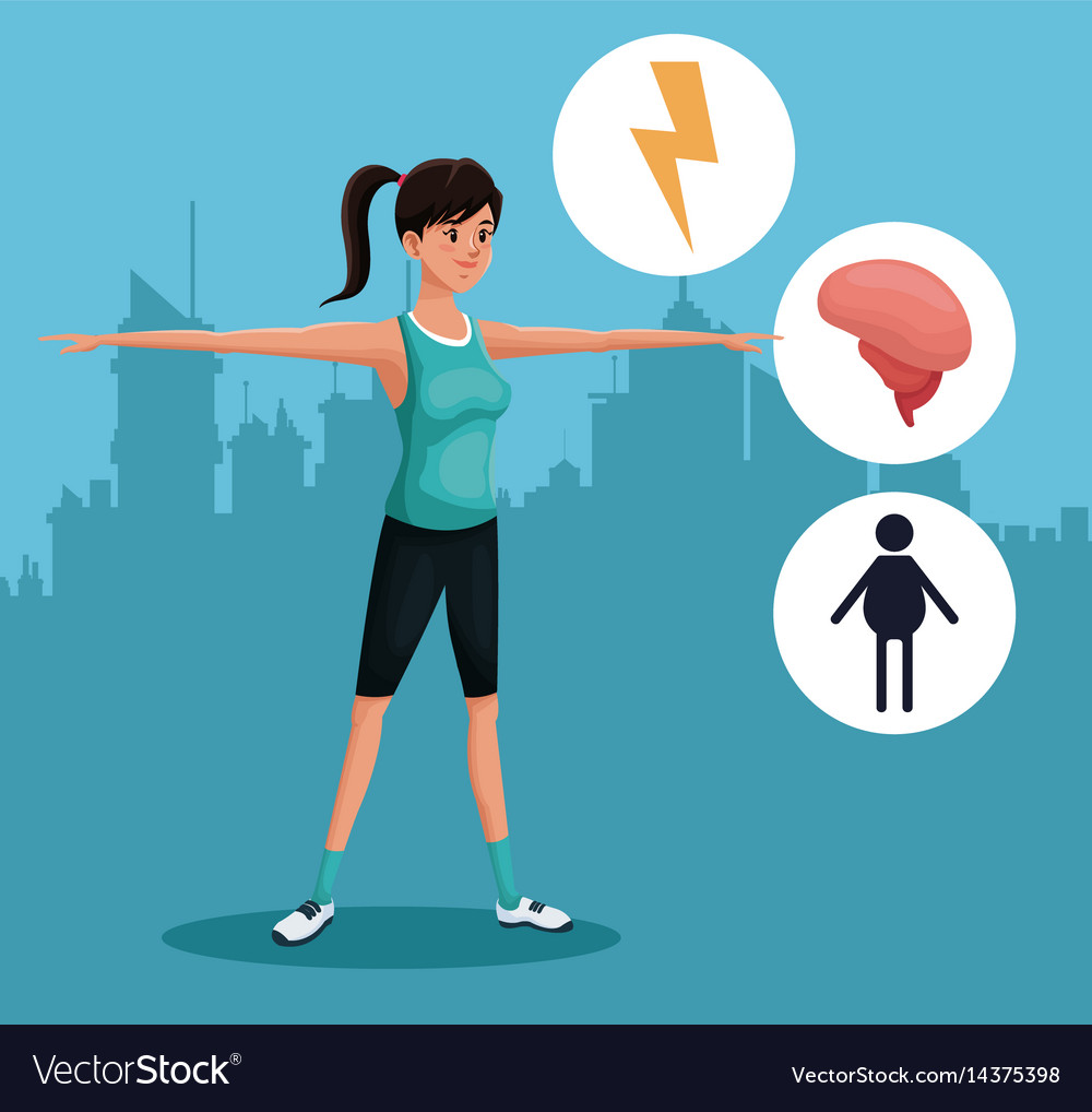 Woman sports exercise healthy urban background Vector Image 1000x1018