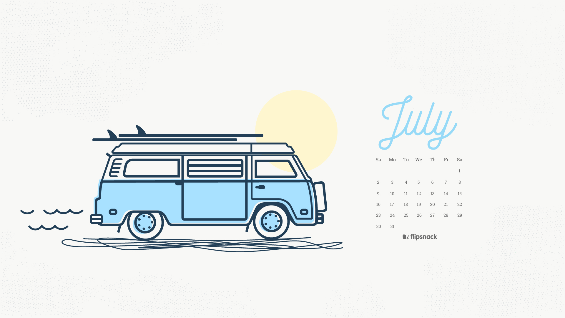 July 2017 calendar wallpaper for desktop background 1920x1080