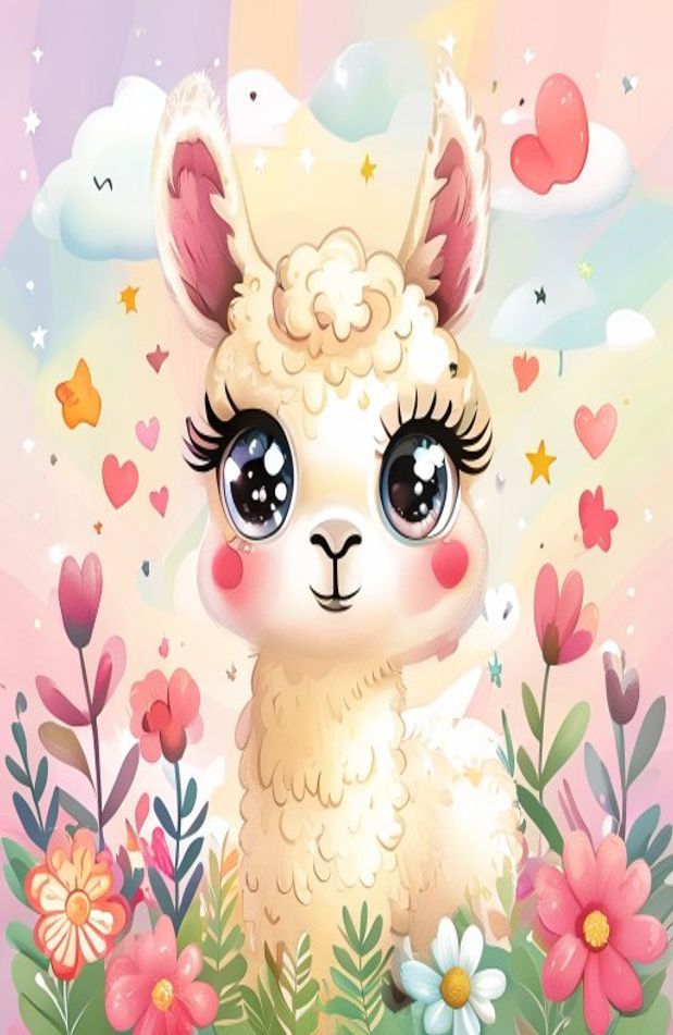 Kawaii Llama Wallpaper