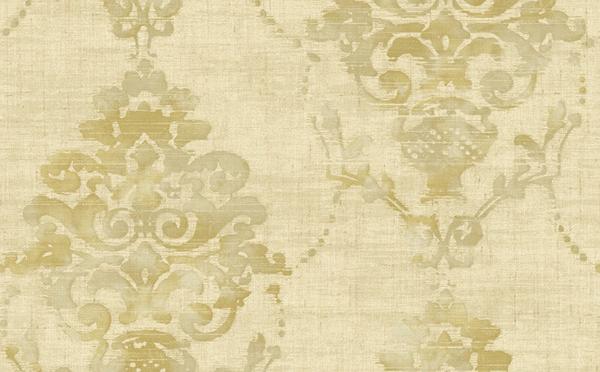 Distressed Damask Wallpaper In Metallic And Beige Design By Seabrook W