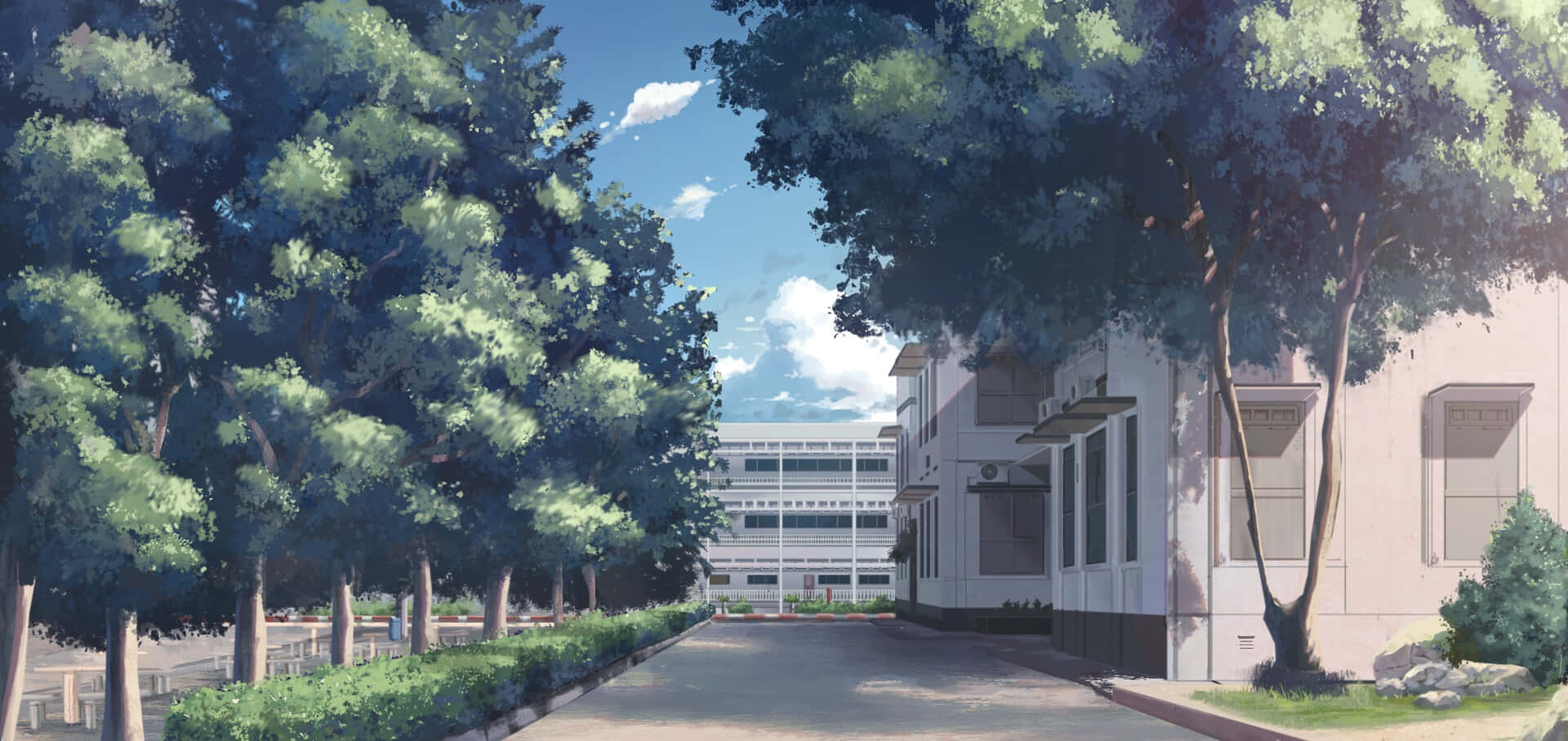 Anime School Scenery Wallpaper Top