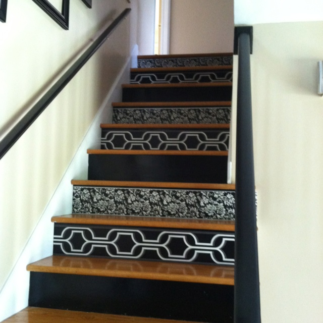 Wallpaper On Stair Risers Beautiful Stairways Basement Stairs Color