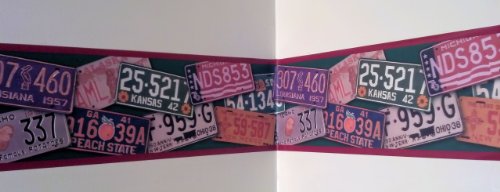 Wallpaper Border Designer Route 66 Vintage Automobile License Plates