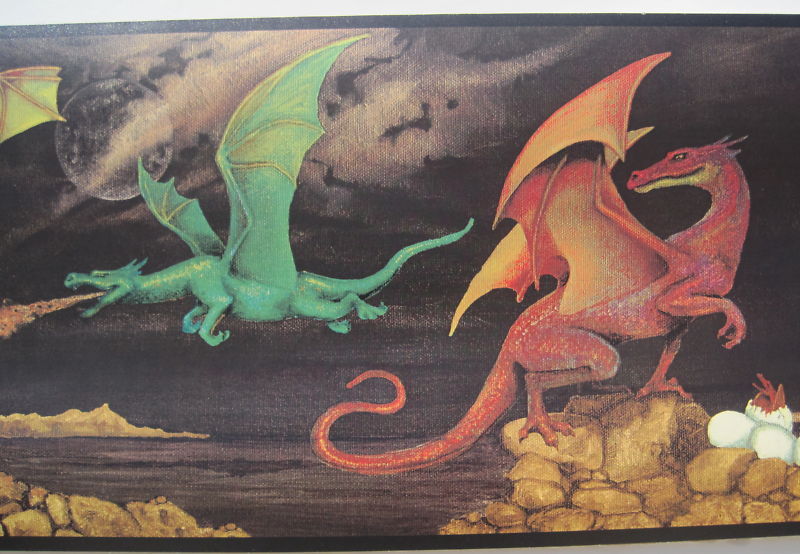 Monsters Fantasy Wallpaper Border Fire Breathing Dragons