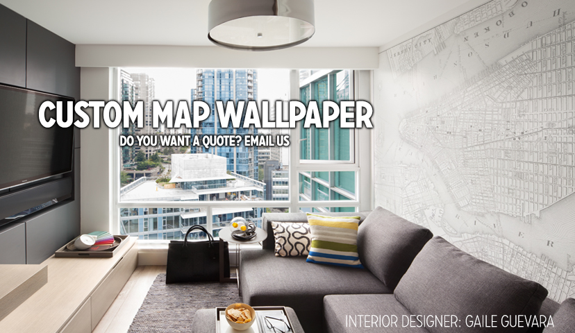 New York Custom Wallpaper Map Monotone Interior Design Gaile