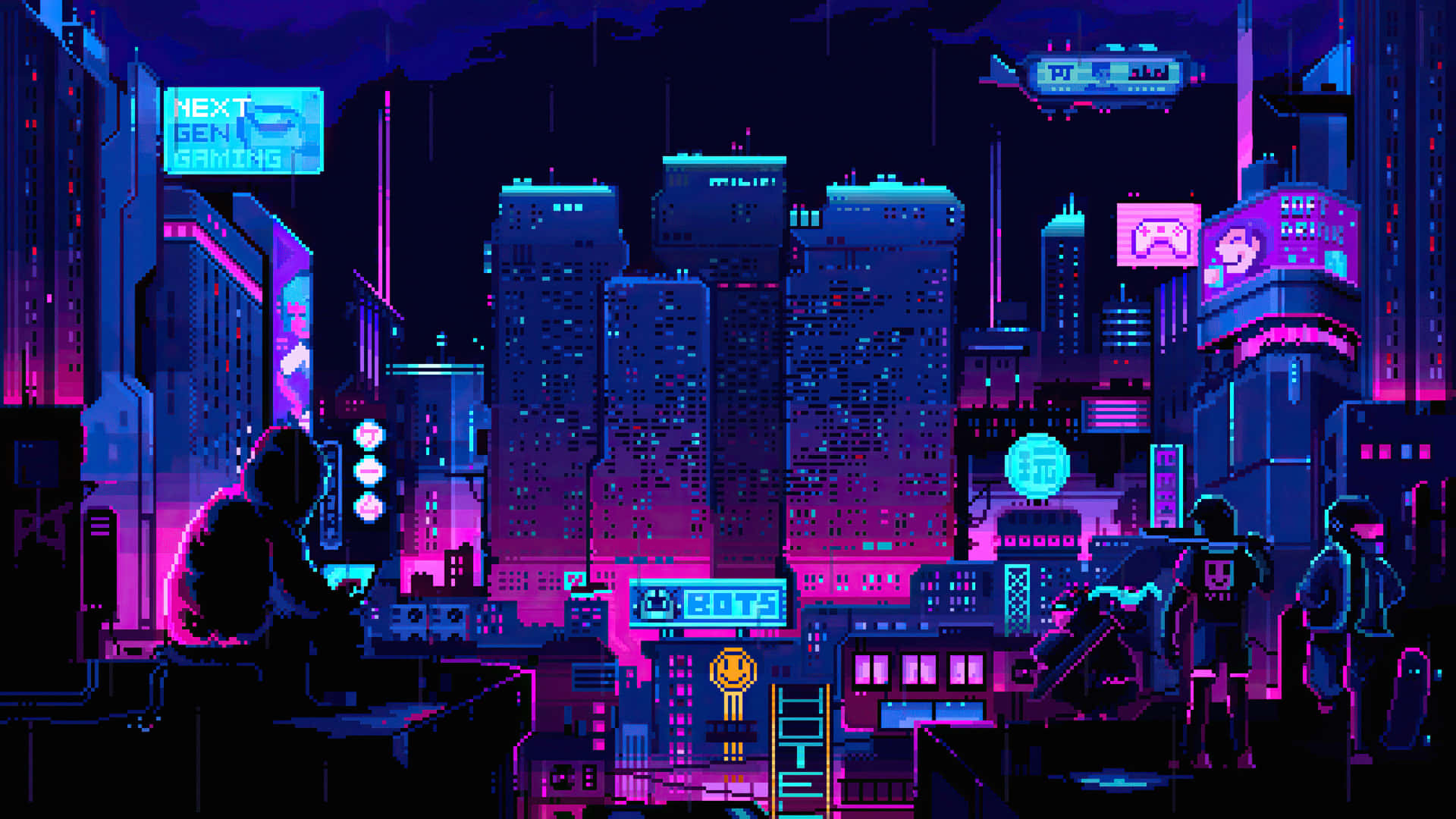 Pixel Art City Wallpaper