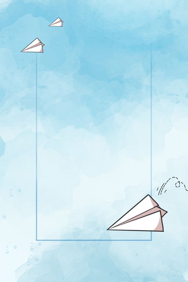 Paper Airplane Cartoon Blue Poster Ad H5 Background