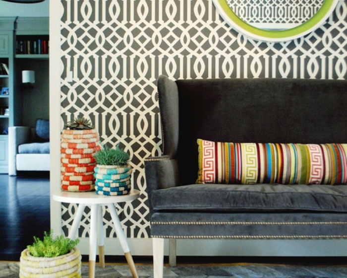 Living Rooms With Geometric Wallpaper Rilane We Aspire To