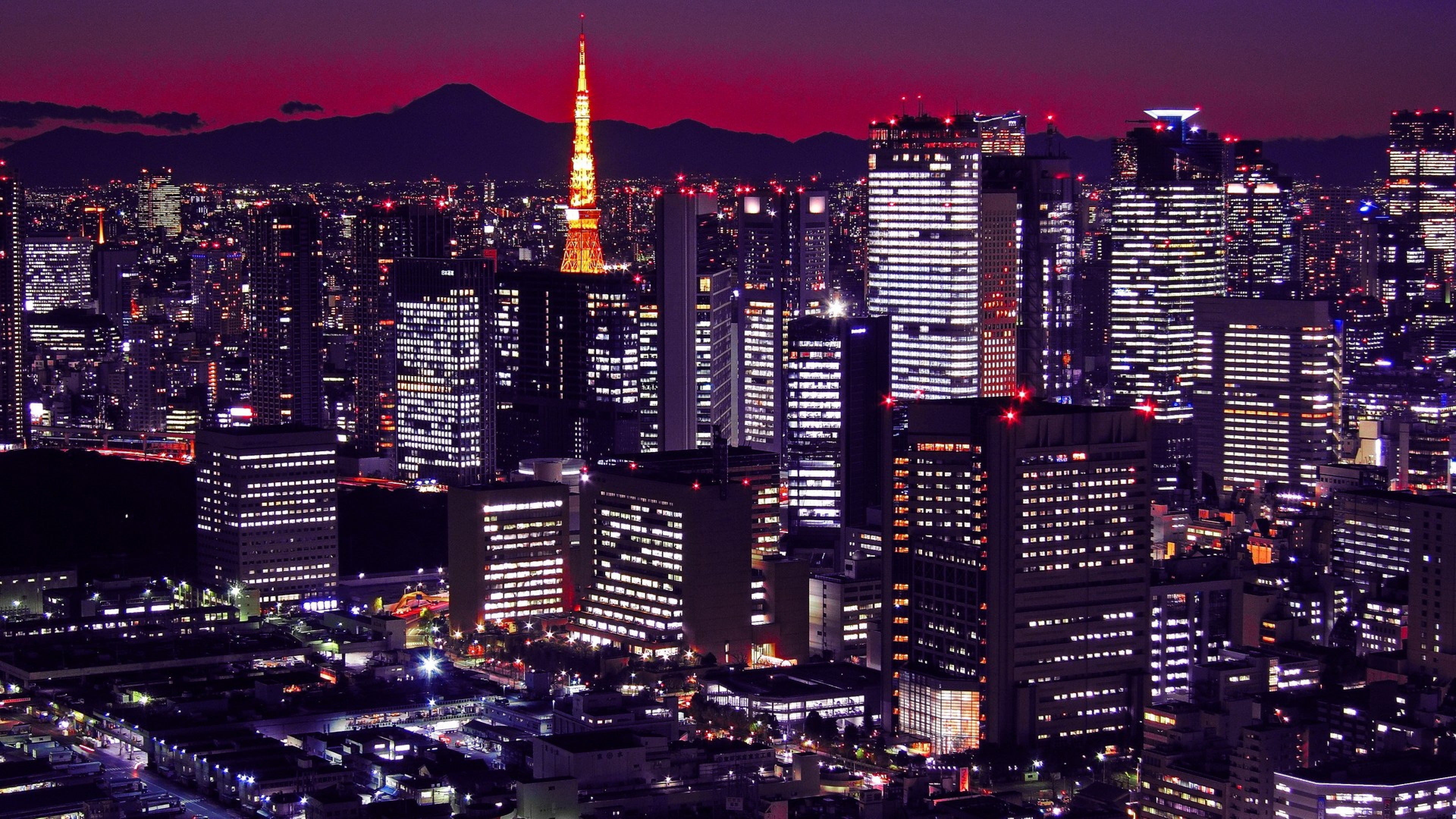 Wallpaper Japan Tokyo Buildings Night City 4k