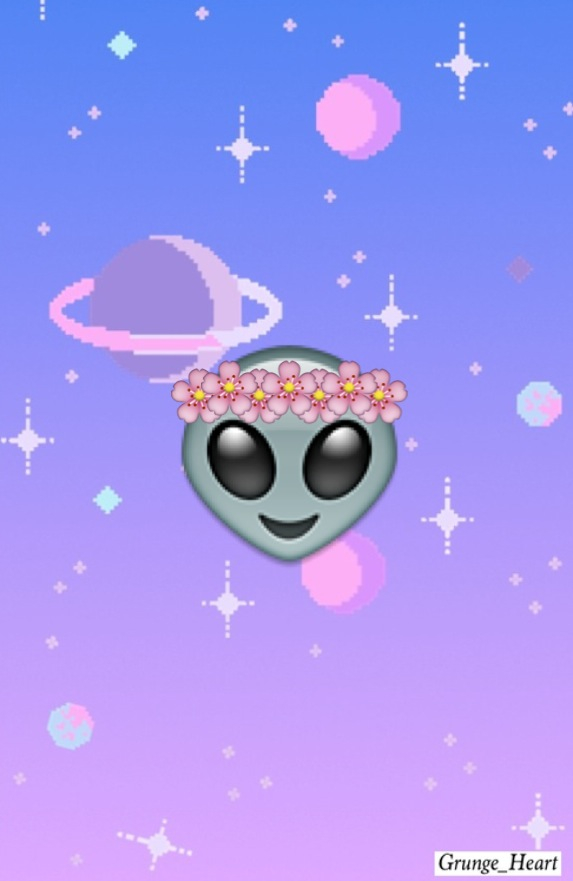 Free Download Alien Amazing Background Emoji Flower Crown Galaxy
