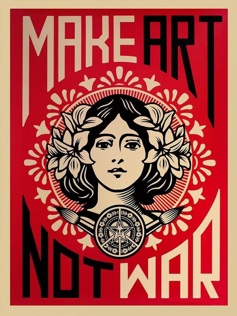 Shepard Fairey Artprint Make Art Not War X24 Amazon Ca