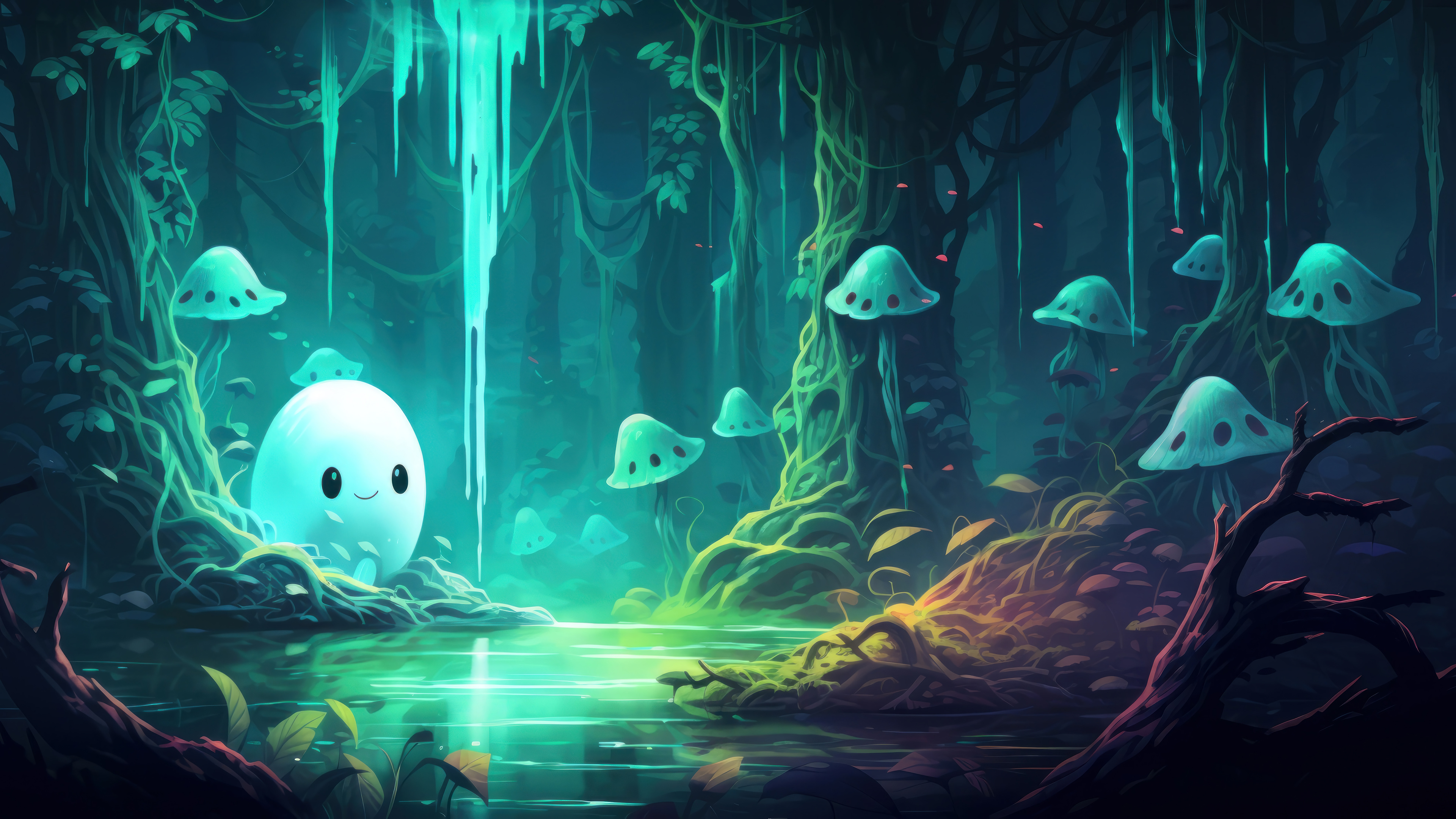 Cute Ghost Halloween Forest Wallpaper 4k HD Pc 3351m