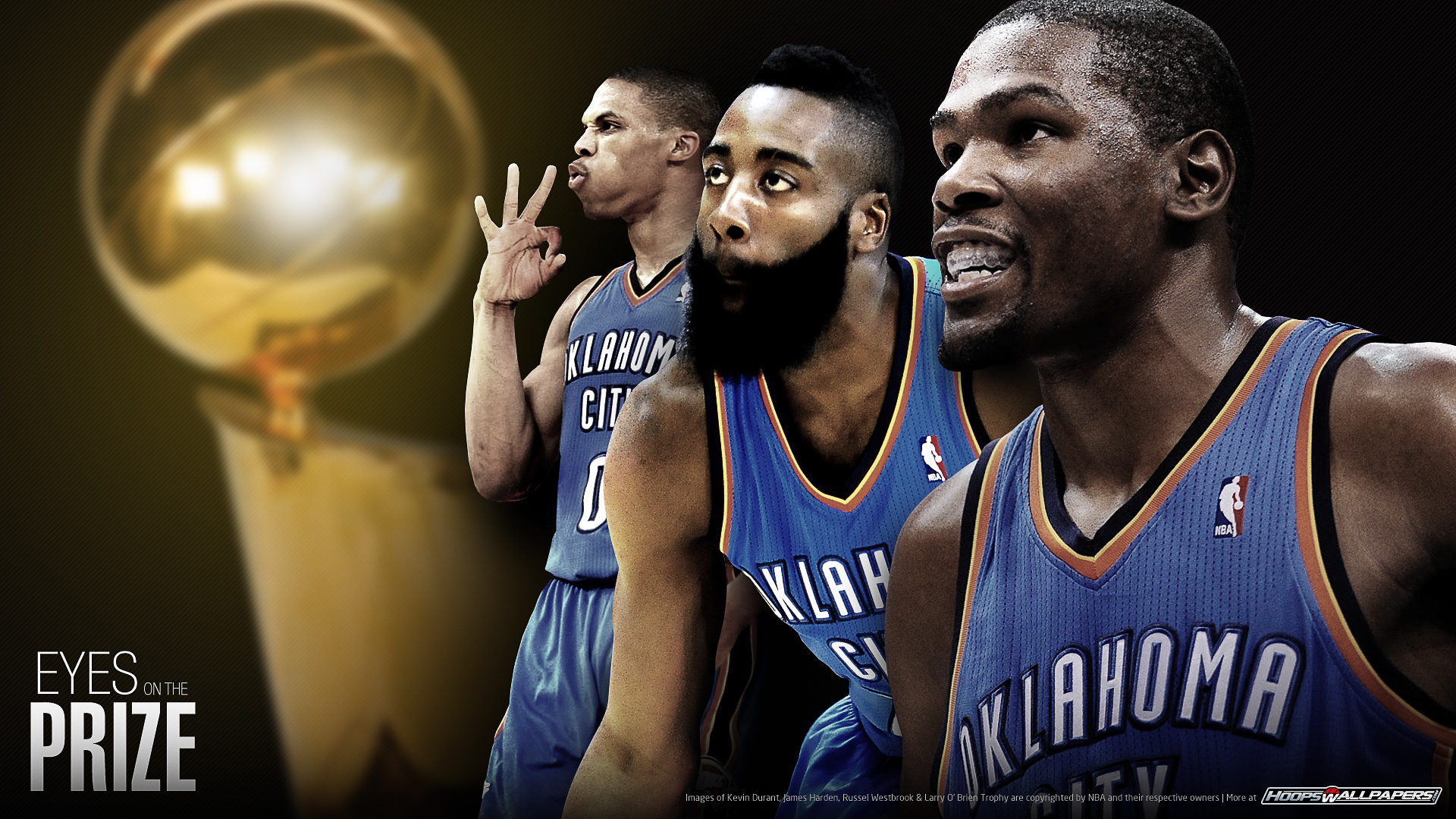 Thunder Kevin Durant James Harden And Russel Westbrook Wallpaper
