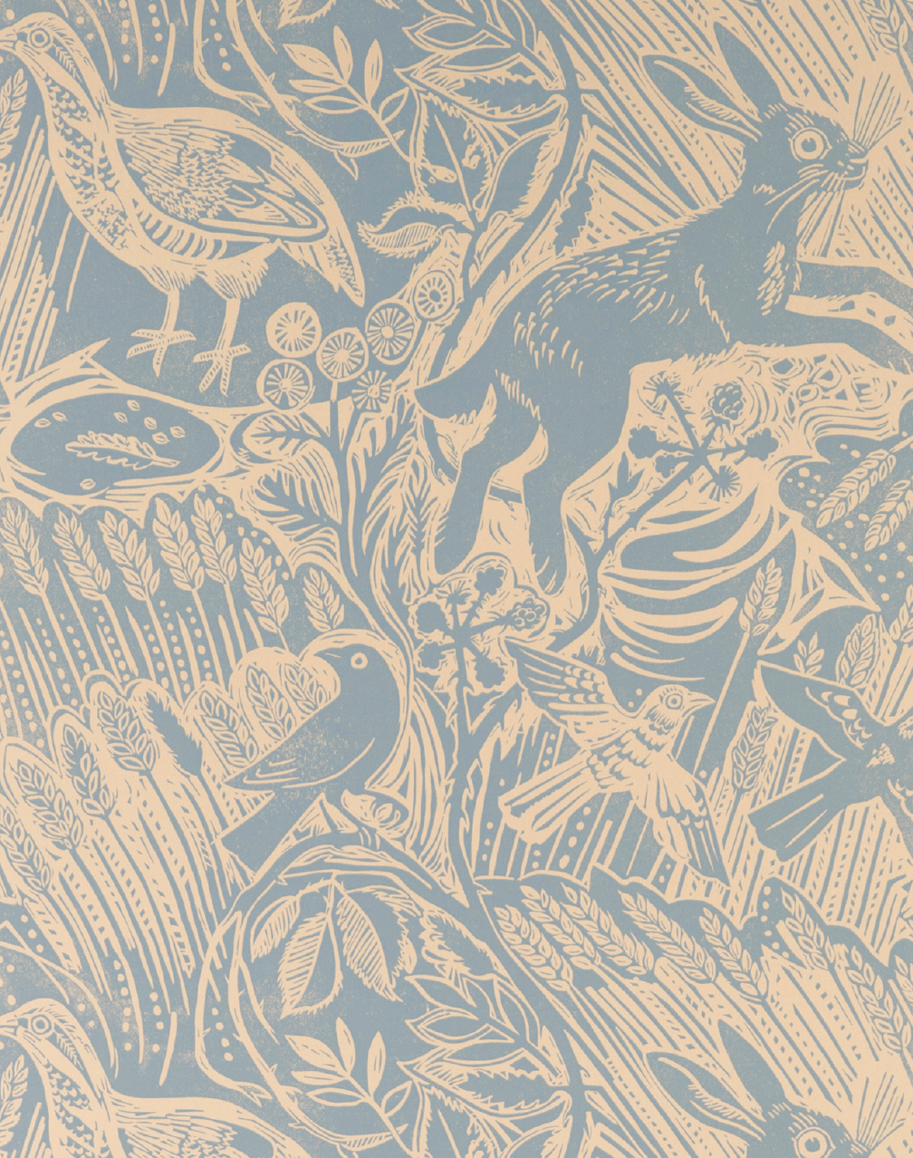 Harvest Hare Slate Blue The Pattern Collective