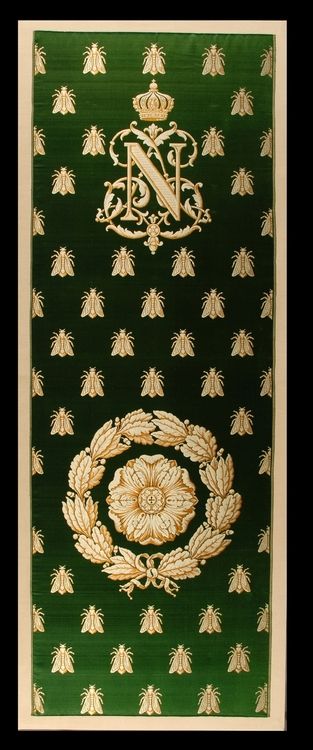 Napoleon Iii Emerald Green Satin Background To Pattern Of Bees