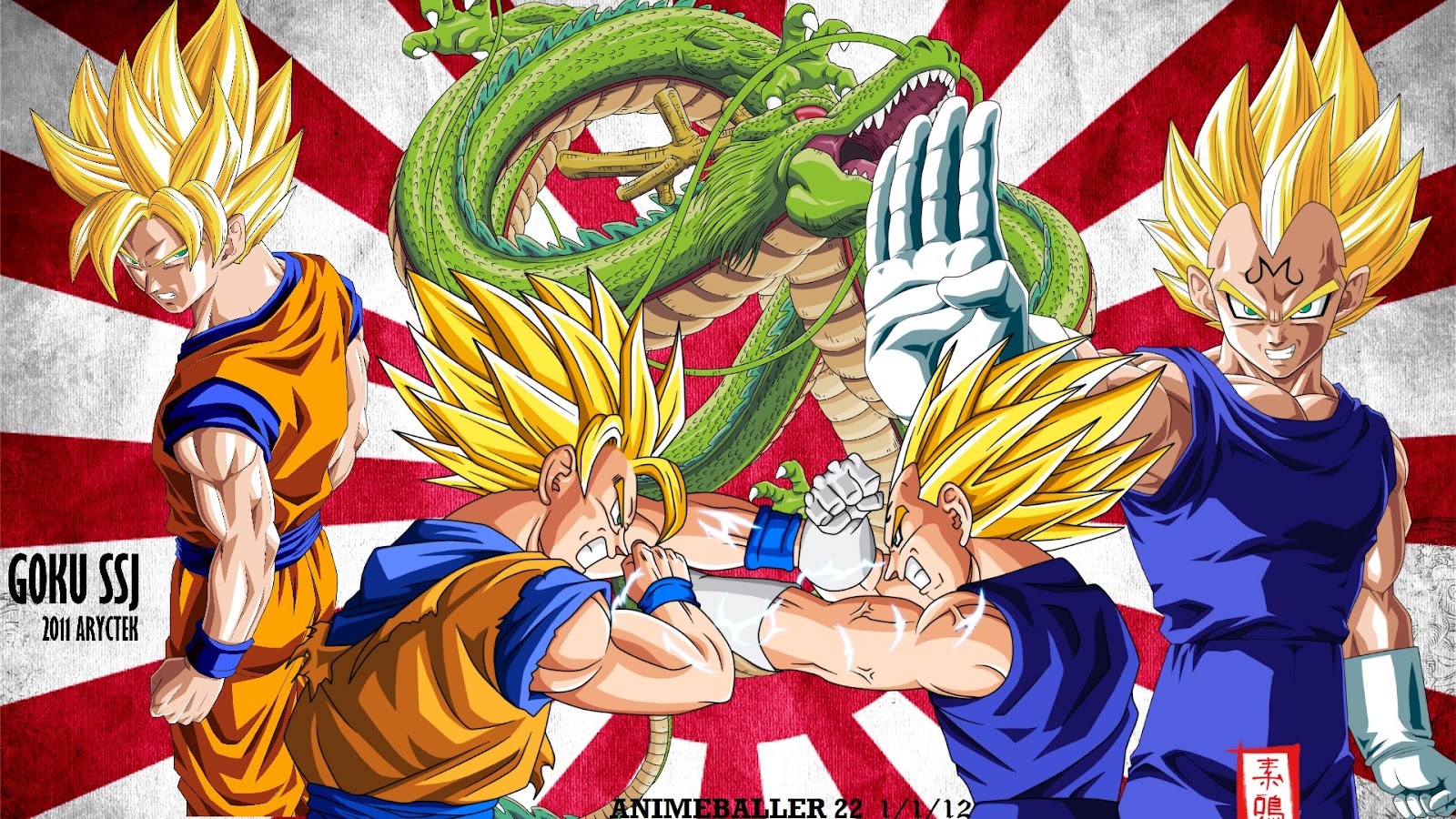 5dwallpaper Art Anime Dragon Ball Z Ssj Goku Vs Majin Vegeta