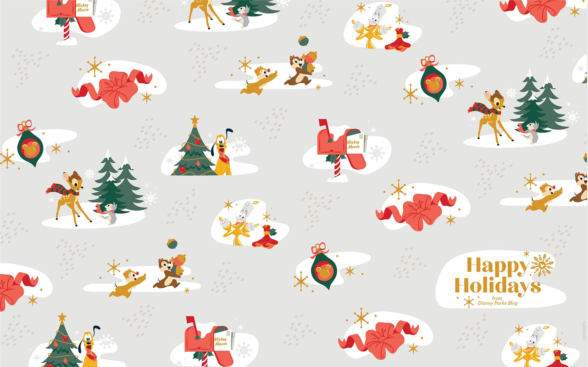 Holiday Wrapping Paper Wallpaper Desktop iPad Disney