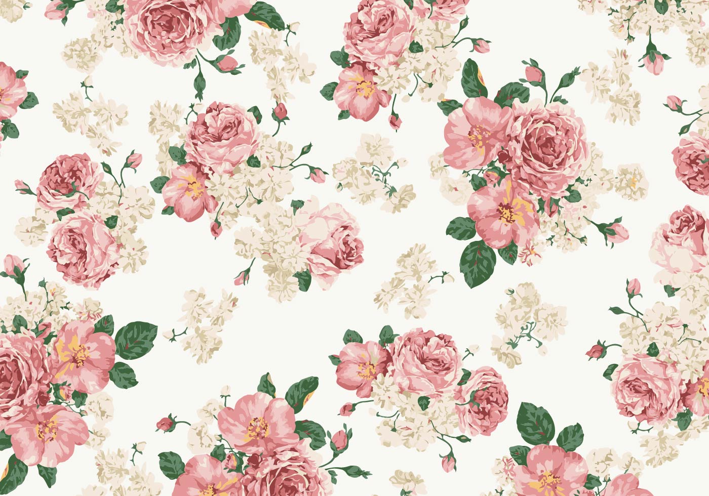 Vintage Pink And White Roses Vector Background
