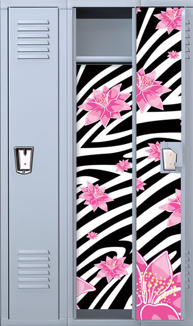 Zebra Print W Pink Lilacs Magic School Locker Wallpaper