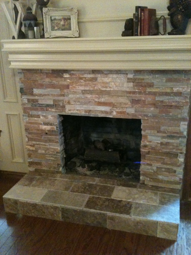 Tile Over Brick Fireplace Remodel, Tile Over Brick Fireplace Surround