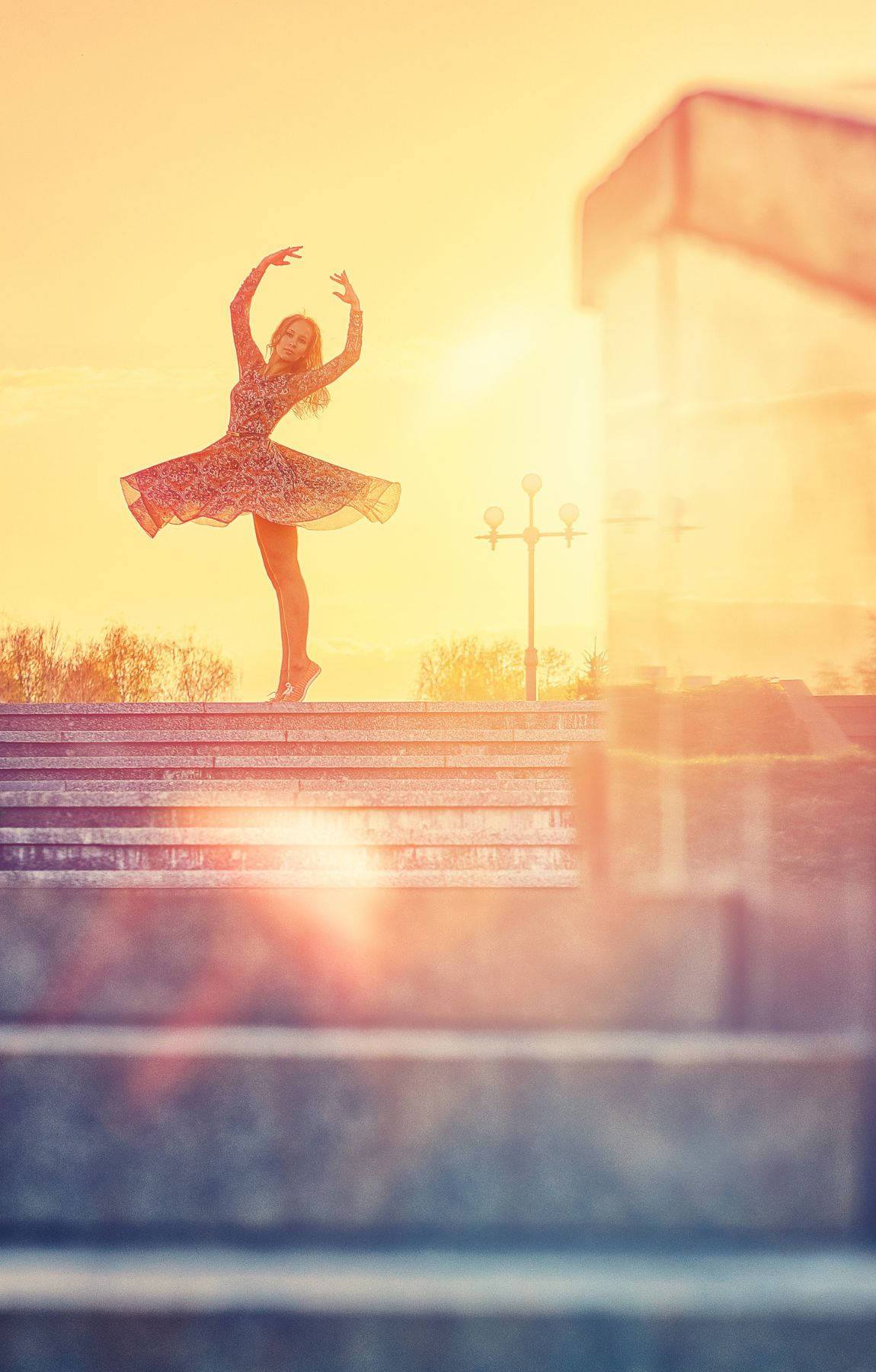 Ballet Dancer Woman Black Sunset G7z82w7weqvhw3p0 Wallpaper