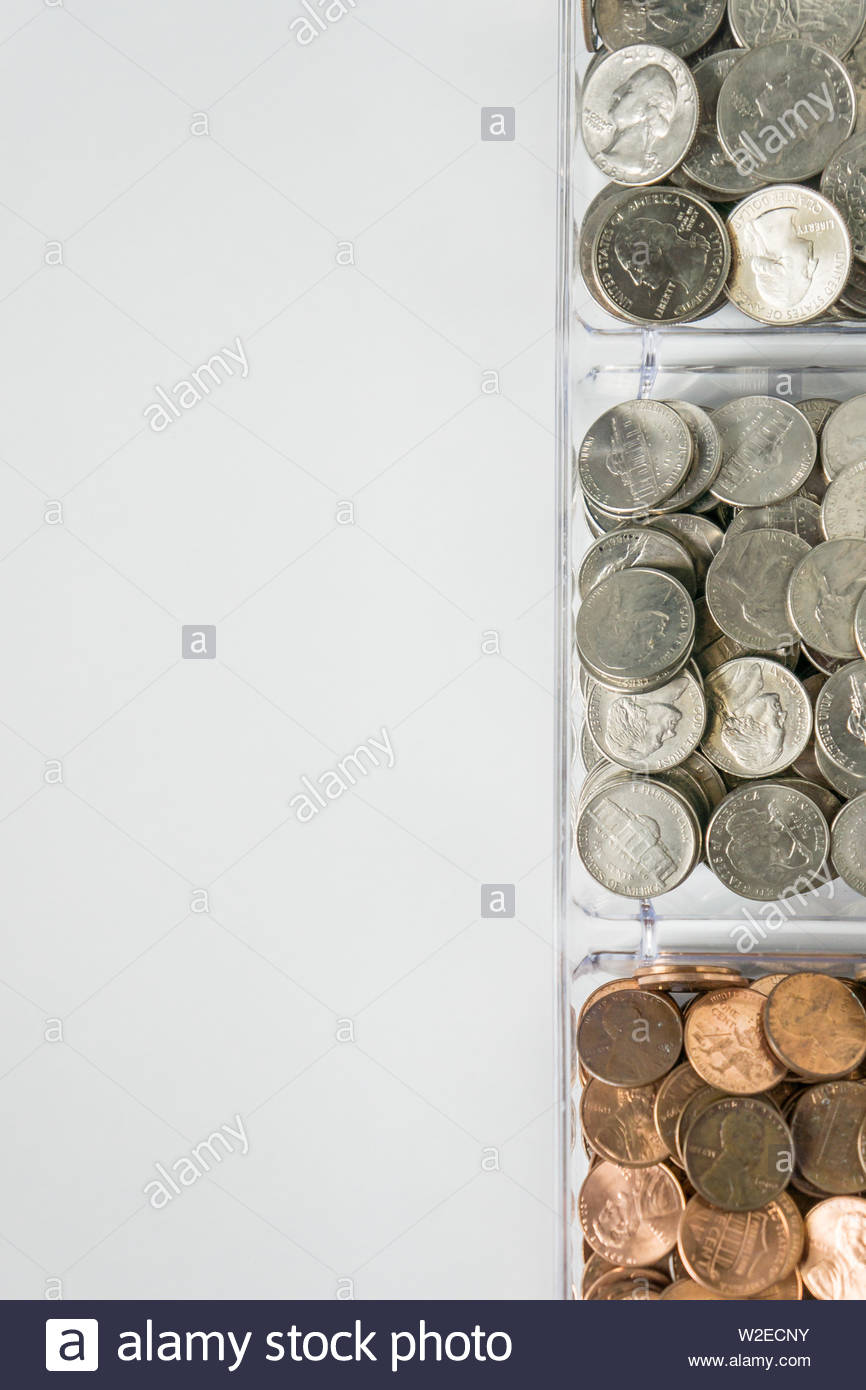 Isolated Organized Loose Coin Change On Right Side White