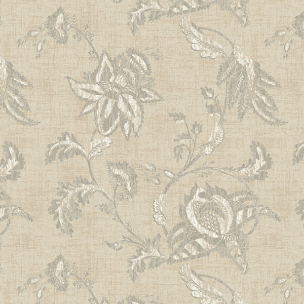 Tan And Grey Jacobean Floral Scroll Wallpaper Wall Sticker Outlet