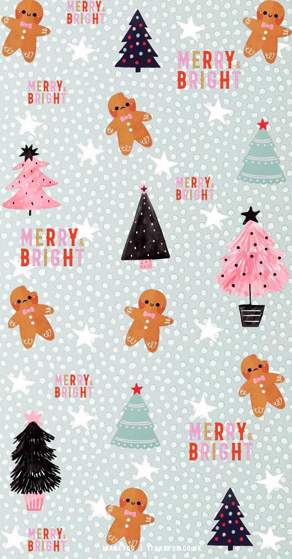 Download Gingerbread On Pink Christmas Aesthetic Wallpaper  Wallpaperscom