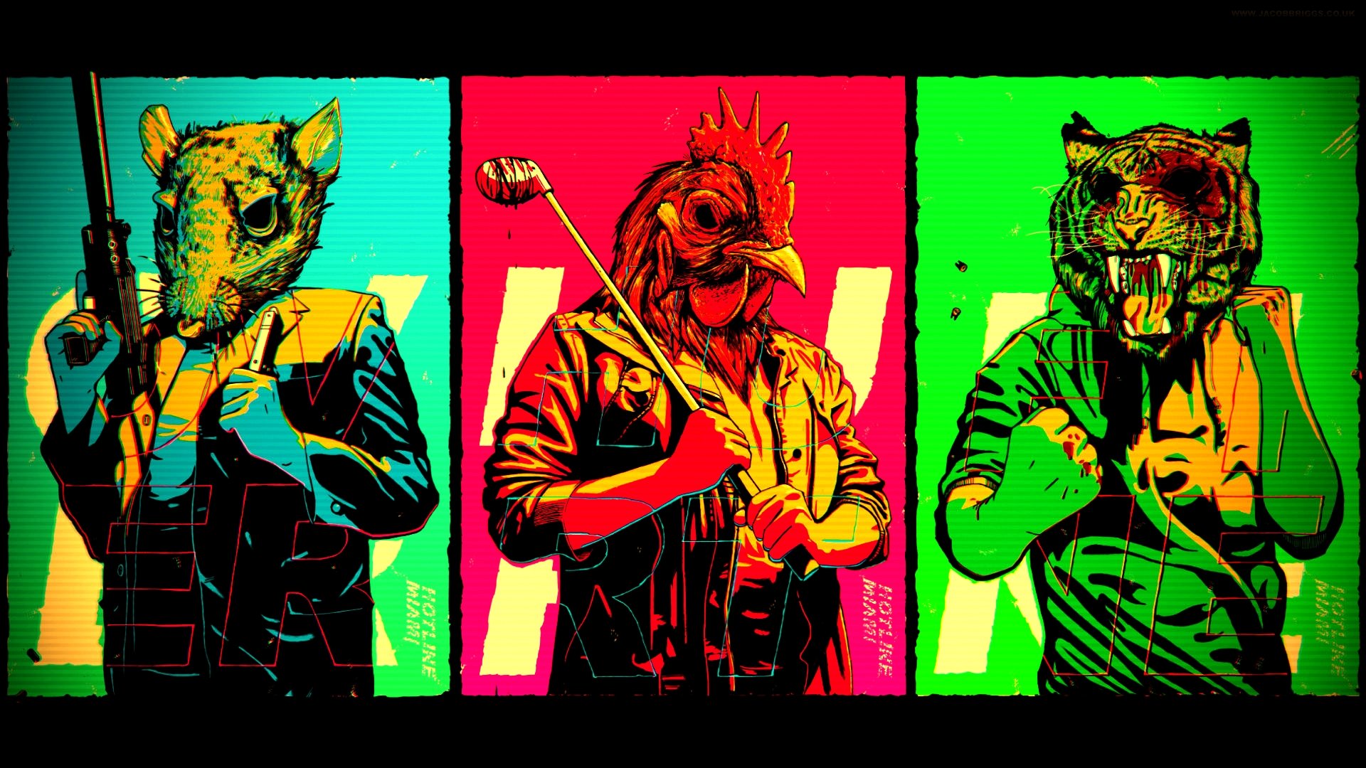 Miami Action Shooter Fighting Hotline Payday Poster Wallpaper