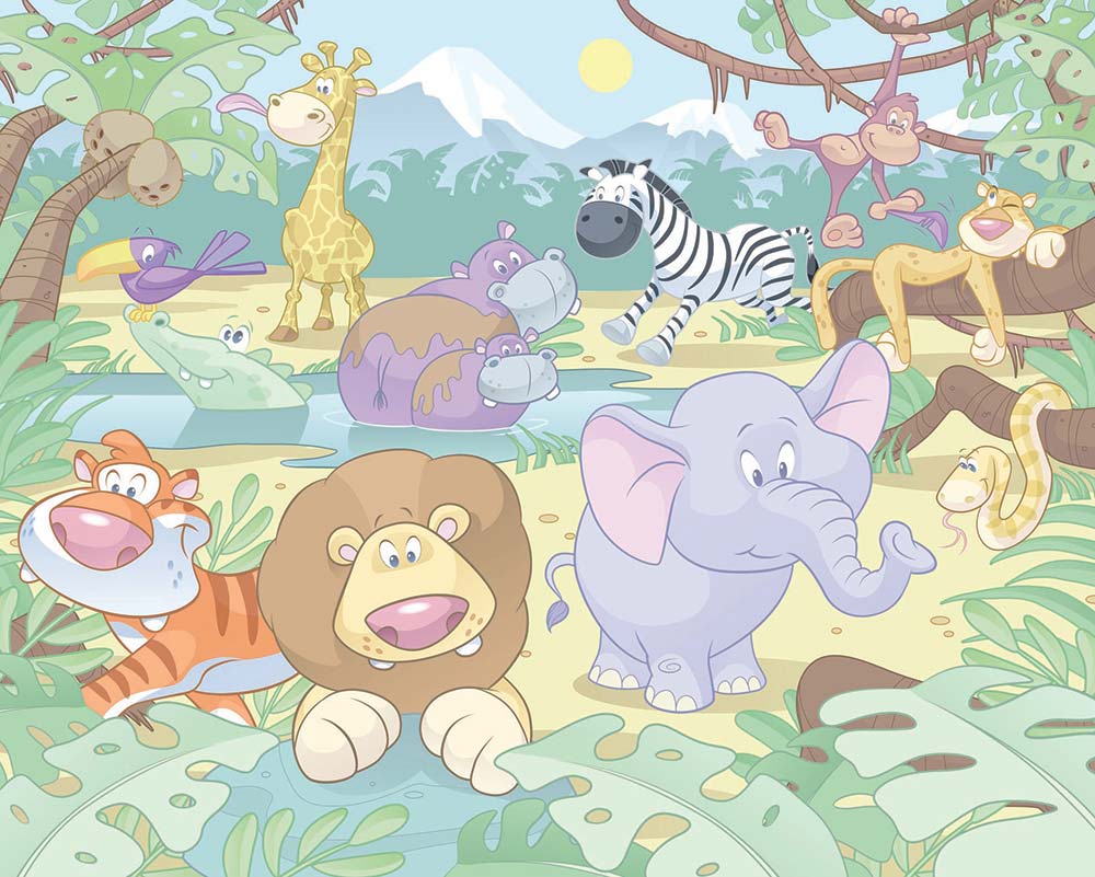 Baby Jungle Safari Nursery Wallpaper Mural Bedroom Nursery Murals