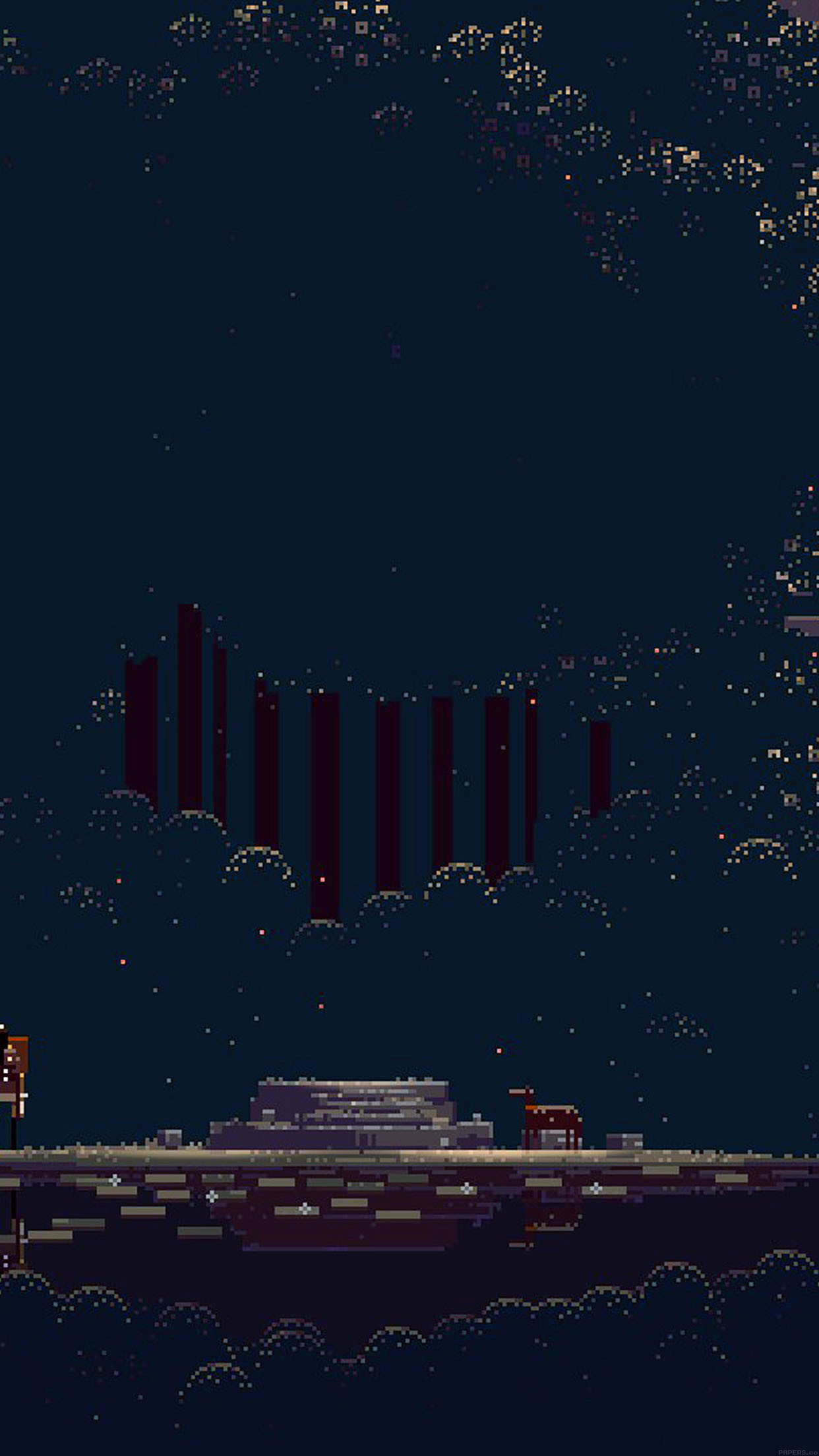 Wallpaper Pixelated Universe Game iPhone6 Plus