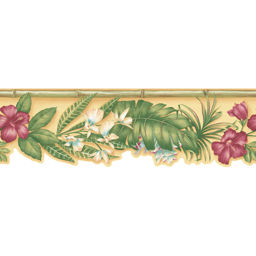 Yellow Tropical Flower Prepasted Wallpaper Border At Lowes