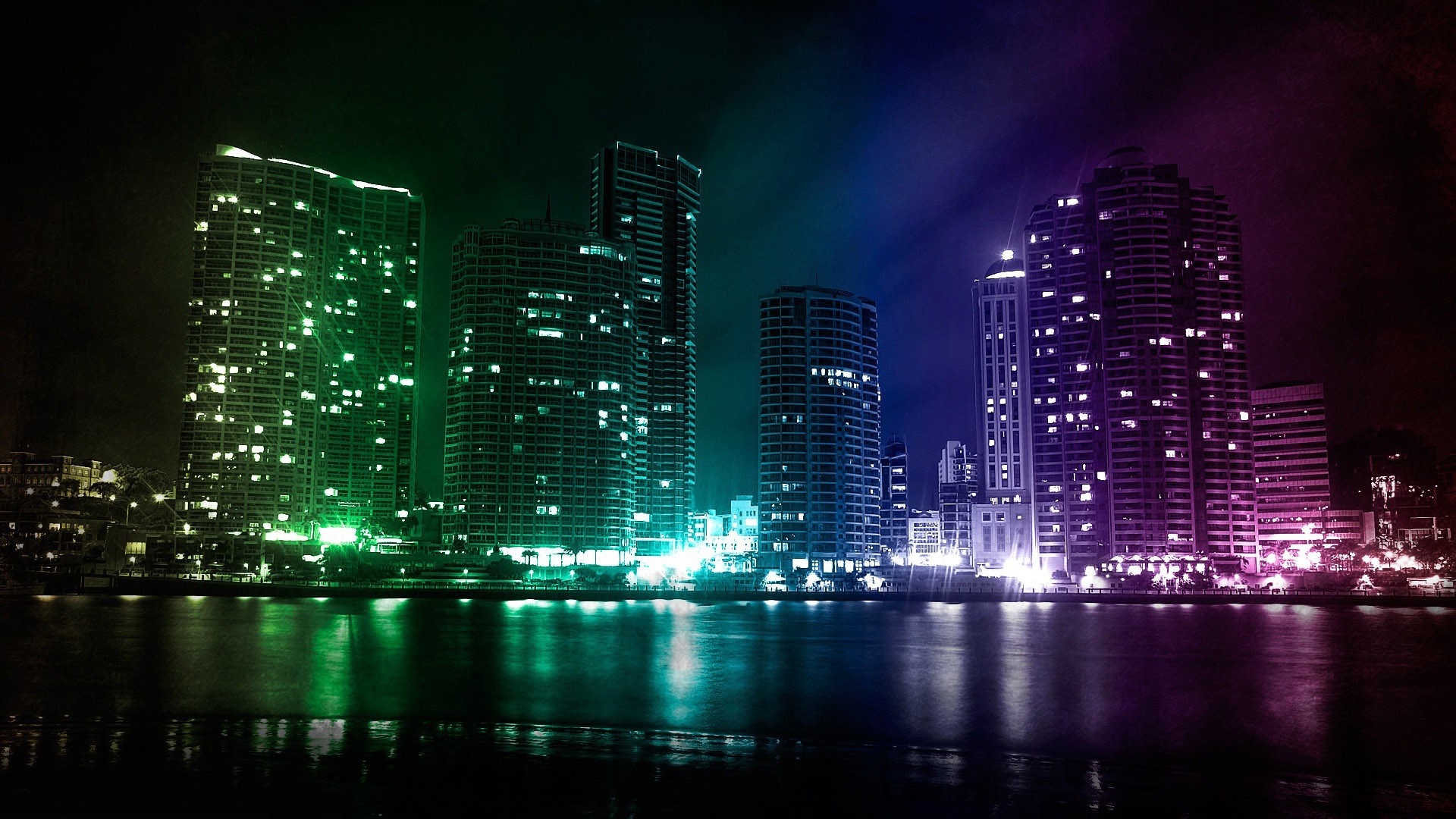 Colorful skyline at night wallpaper 10760