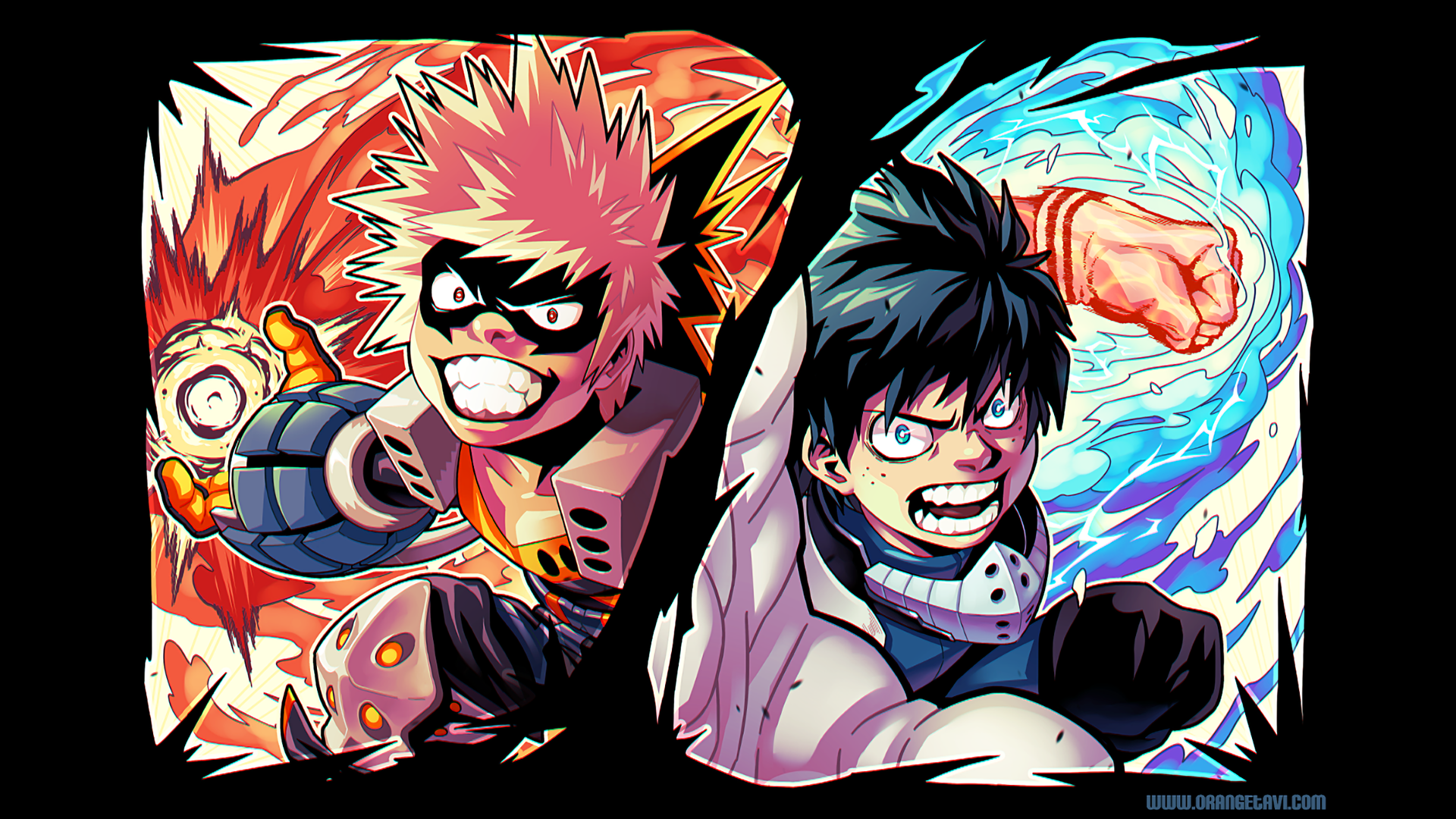 Katsuki Bakugou Izuku Midoriya Anime My Hero Academia HD Wallpaper