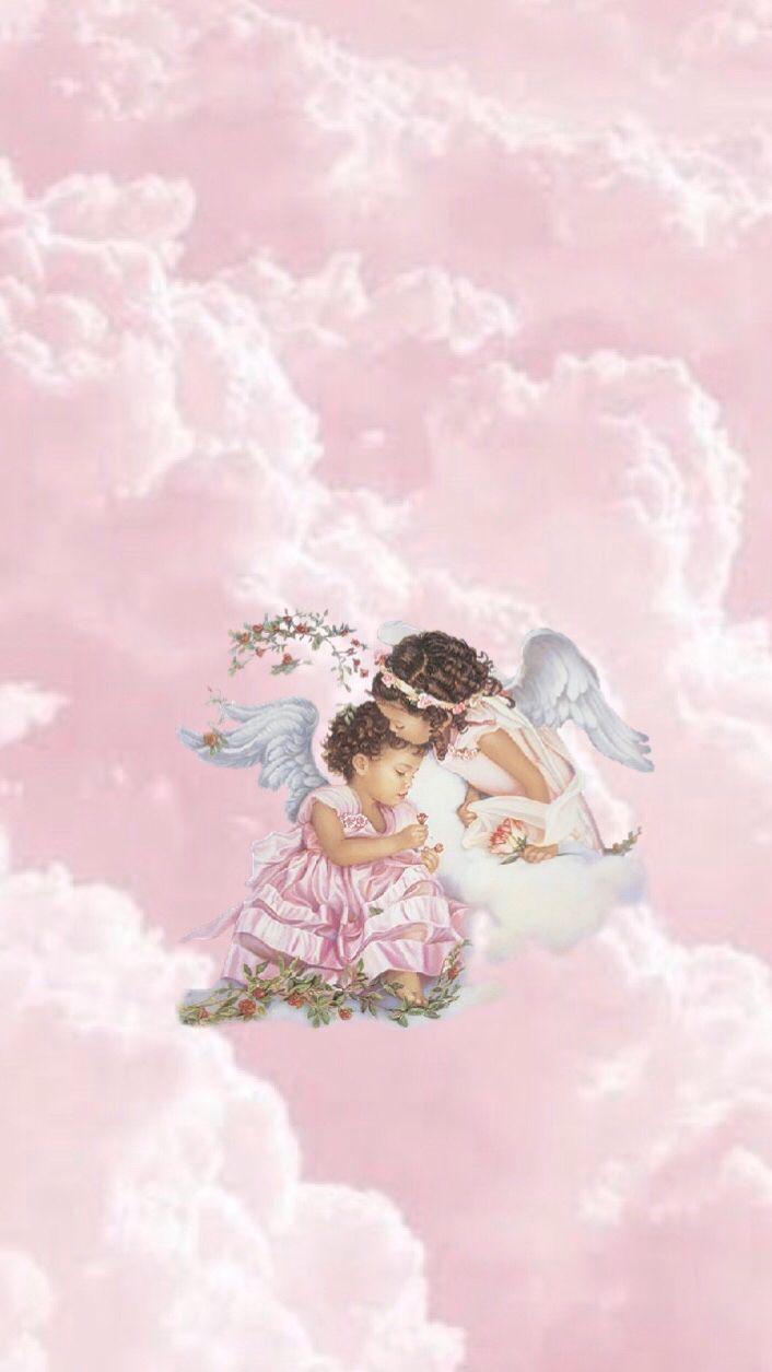Cute Angel Wallpaper Pink Clouds