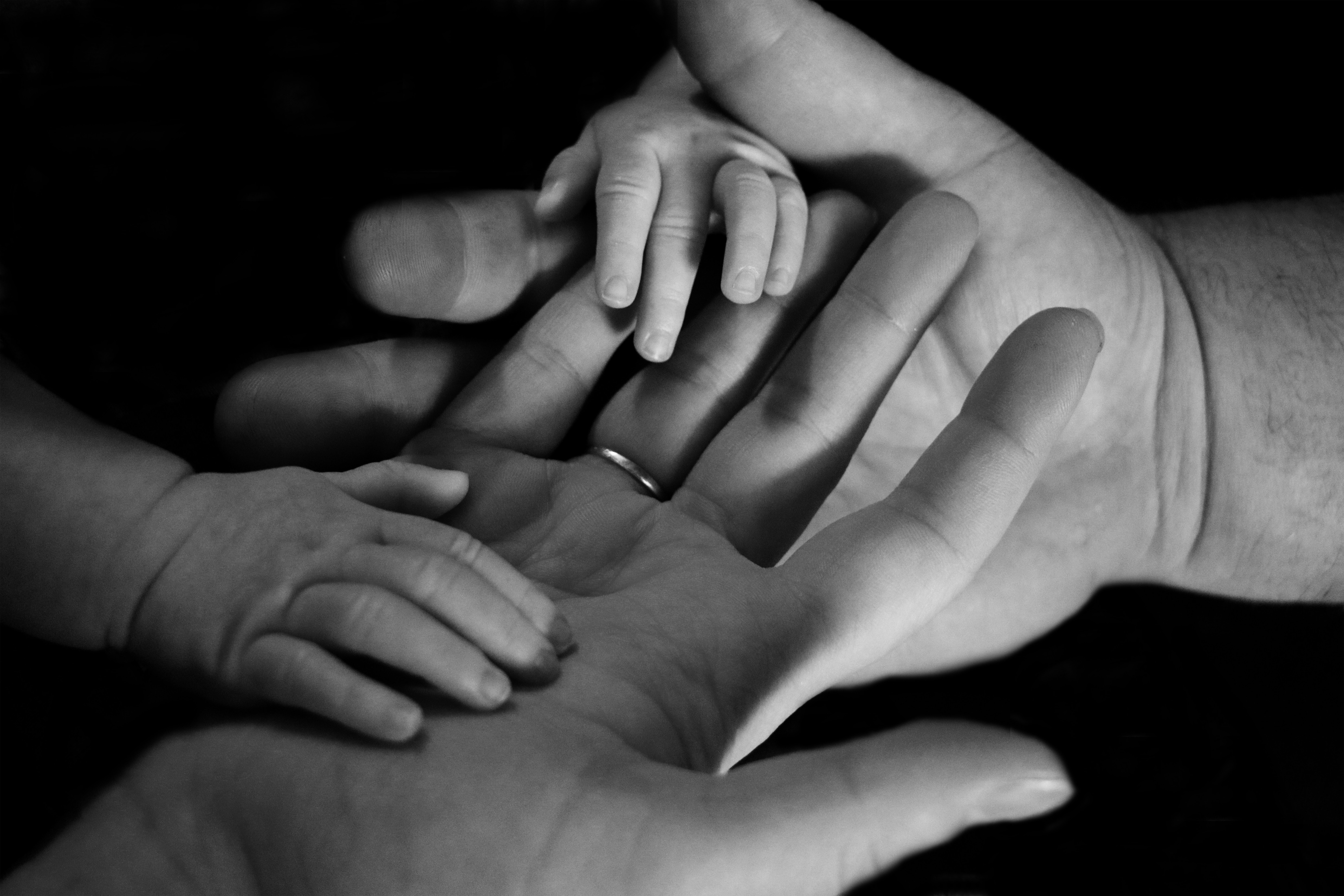 Father Baby Family Black And White Bond