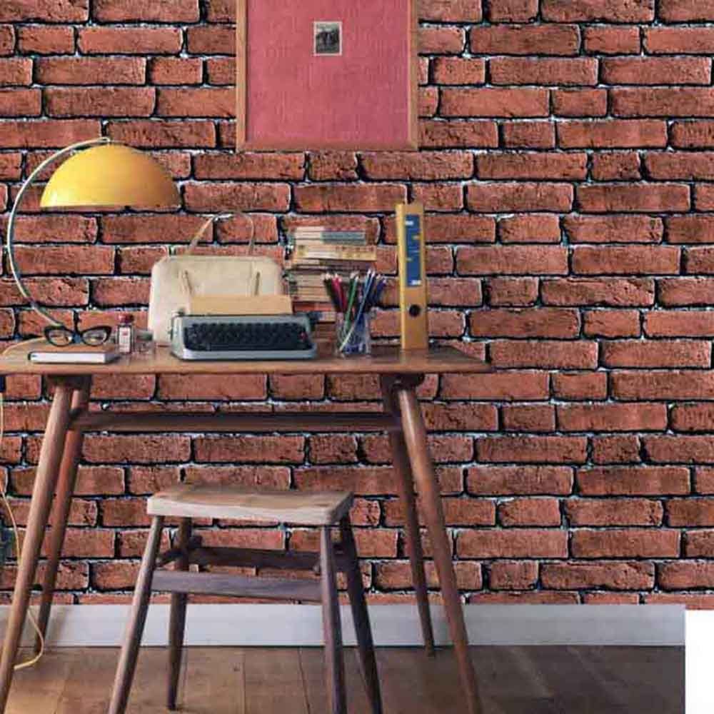 Faux Brick 3D Wallpaper Red Stone for Home Kitchen Decor Wallpaper