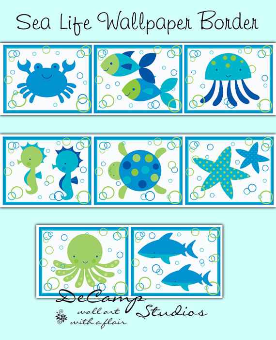 Free download SEA LIFE WALLPAPER Border Wall Decals Baby Boy Girl