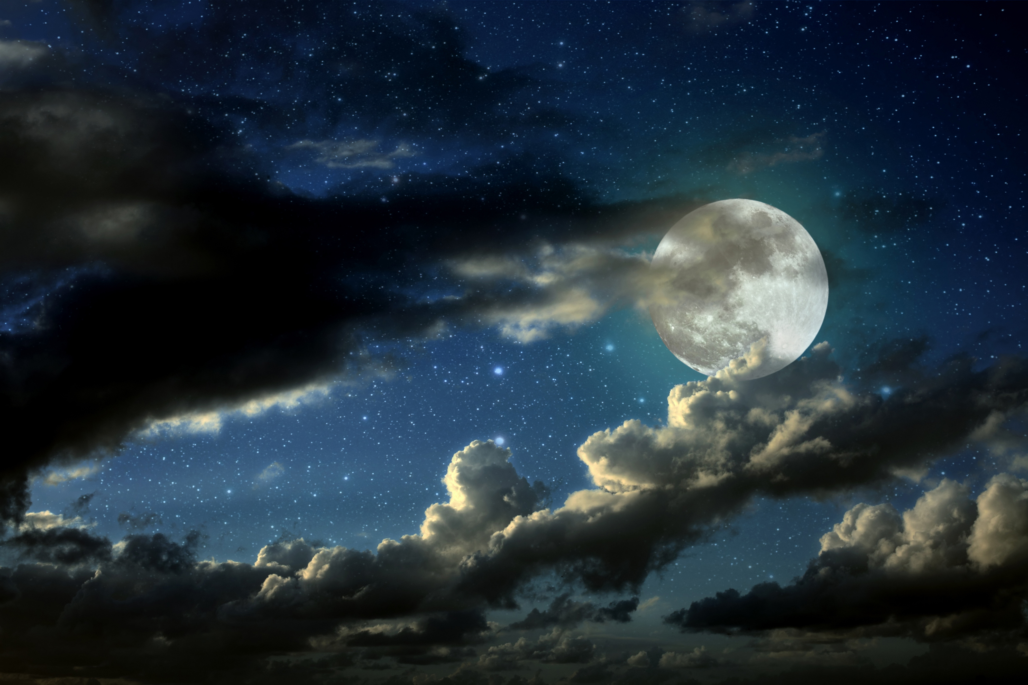 Moon Moonlight Night Clouds Stars Jpg